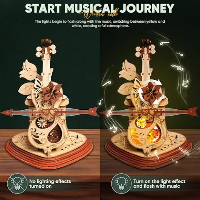 WOODEN MUSIC BOX PUZZLES FOR ADULTS MAGIC CELLO, 3D WOODEN PUZZLES FOR ADULTS/TEENS - Image 3